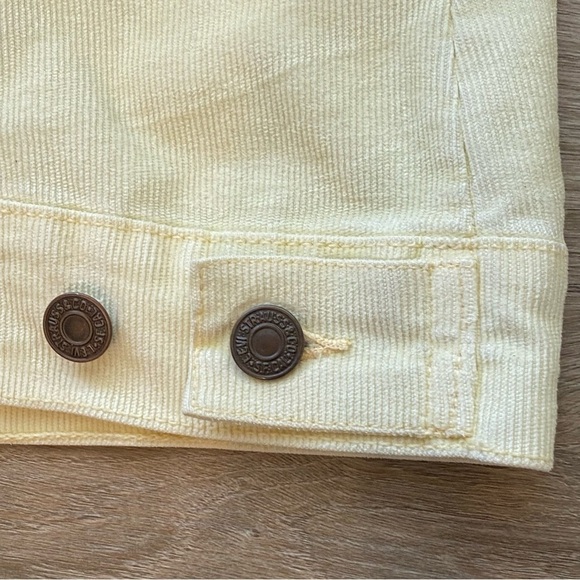 Levi’s Y2K Corduroy Trucker Jacket Pale Yellow Size Large - Picture 8 of 12